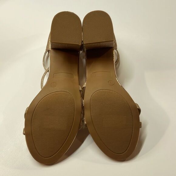 Journee Women’s Bella Gold Glitter Block Heel Dress Sandal Sz 7.5 - Picture 5 of 8